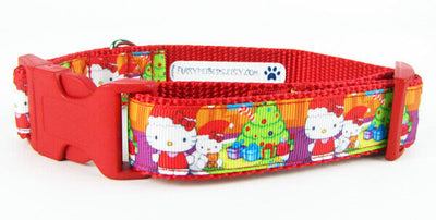 Hello Kitty Christmas dog collar Handmade adjustable buckle collar 1