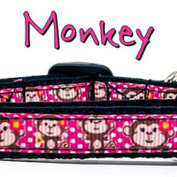 Monkey cat or small dog collar 1/2" wide adjustable handmade bell or leash