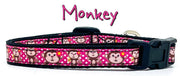 Monkey cat or small dog collar 1/2" wide adjustable handmade bell or leash Petcollarshandmade