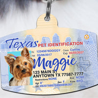 Texas Drivers License Pet ID tags Dog ID Tag Personalized Pet ID Tag aluminum Petcollarshandmade