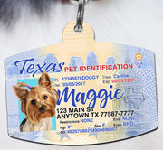 Texas Drivers License Pet ID tags Dog ID Tag Personalized Pet ID Tag aluminum Petcollarshandmade