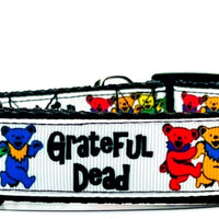 Grateful Dead dog collar Rock handmade adjustable buckle 1"or 5/8"wide or leash