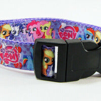My Little Pony dog collar handmade adjustable buckle collar 1" wide or leash - Furrypetbeds