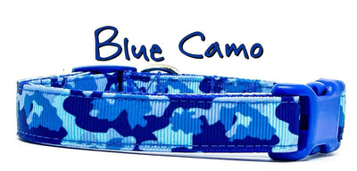 Blue Camo dog collar handmade adjustable buckle collar 5/8