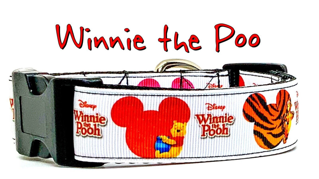 Winnie The Pooh dog collar handmade adjustable buckle 1" wide or leash