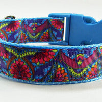 Paisley dog collar handmade adjustable buckle collar 1" wide or leash Petcollarshandmade