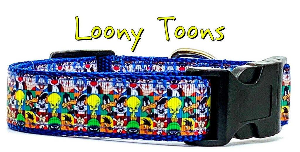 Loony Toons dog collar handmade $12.00 adjustable buckle collar 1" wide or leash - Furrypetbeds