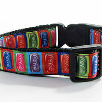 Coca Cola dog collar handmade adjustable buckle collar 1" wide or leash fabric