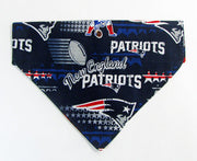 Patriots football Dog Bandana Over the Collar dog bandana Dog collar bandana Petcollarshandmade