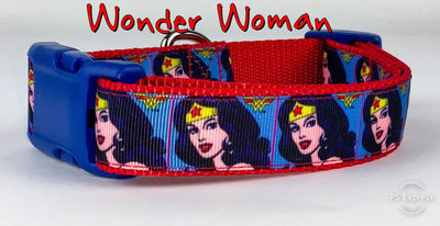 Wonder Woman dog collar handmade adjustable buckle 1