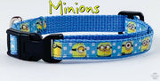 Minions cat or small dog collar 1/2" wide adjustable handmade bell or leash Petcollarshandmade