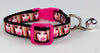 Barbie cat or small dog collar 1/2" wide adjustable handmade bell or leash