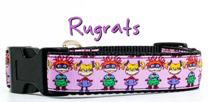 Rugrats dog collar handmade adjustable buckle collar 1" wide or leash pink