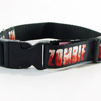 Zombies dog collar  adjustable buckle collar 1" wide or leash horror