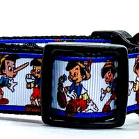 Pinocchio dog collar handmade adjustable buckle collar 1" or 5/8" wide or leash
