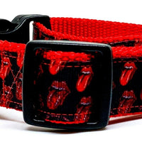 Rolling Stones dog collar Handmade adjustable buckle 1" or 5/8" wide or leash