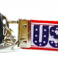 USA Key Fob Wristlet Keychain 1"wide Zipper pull Camera strap handmade