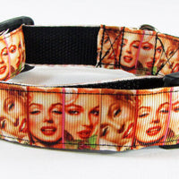 Marilyn dog collar handmade adjustable buckle collar 1" wide or leash movie star