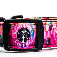 Starbucks Dog collar handmade adjustable buckle 5/8" wide or leash small dog