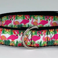 Pink Flamingo dog collar Handmade adjustable buckle collar 1" wide or leash $12 - Furrypetbeds