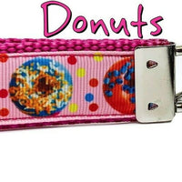 Donuts Key Fob Wristlet Keychain 1"wide Zipper pull Camera strap handmade - Furrypetbeds