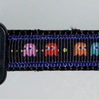 PacMan cat or small dog collar 1/2" wide adjustable handmade bell or leash Petcollarshandmade