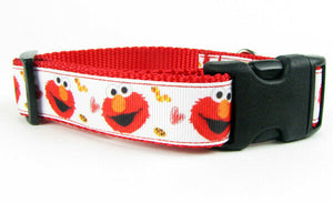 Elmo Sesame Street dog collar handmade adjustable buckle collar 1"wide or leash - Furrypetbeds