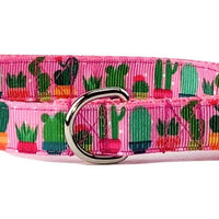 Cactus dog collar handmade adjustable buckle collar 5/8" wide or leash fabric