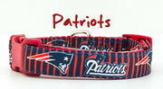 Patriots dog collar handmade adjustable buckle 5/8" wide or leash football Petcollarshandmade