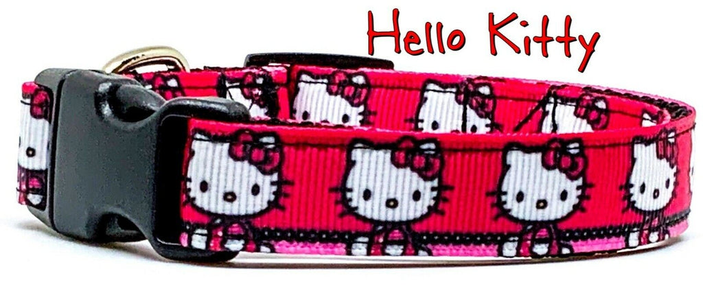 Hello Kitty dog collar handmade adjustable buckle collar 5/8" wide or leash