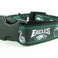 Eagles dog collar handmade adjustable buckle collar football 1" wide or leash