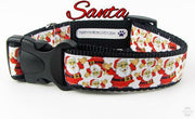 Santa dog collar handmade adjustable buckle collar 1" wide or leash Christmas