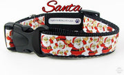 Santa dog collar handmade adjustable buckle collar 1" wide or leash Christmas Petcollarshandmade