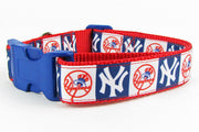 NY Yankees dog collar handmade adjustable buckle collar football 1"wide or leash Petcollarshandmade