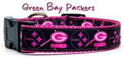 Packers/Steelers dog collar handmade adjustable buckle 1" or 5/8" wide or leash Petcollarshandmade