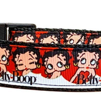 Betty Boop dog collar handmade adjustable buckle collar 1" or 5/8"wide or leash - Furrypetbeds