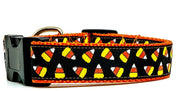 Halloween Candy Corn dog collar handmade adjustable 1" or 5/8" wide or leash Petcollarshandmade