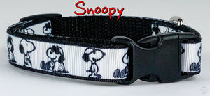 Snoopy dog collar handmade adjustable buckle collar 5/8" wide or leash fabric - Furrypetbeds