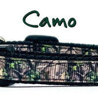 Camo cat or small dog collar 1/2"wide adjustable handmade bell or leash Petcollarshandmade