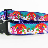 Care Bears dog collar handmade adjustable buckle collar 1" wide or leash fabric Petcollarshandmade