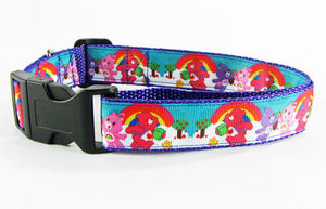 Care Bears dog collar handmade adjustable buckle collar 1" wide or leash fabric Petcollarshandmade