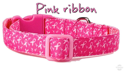 Pink Ribbon Dog collar handmade adjustable buckle 1