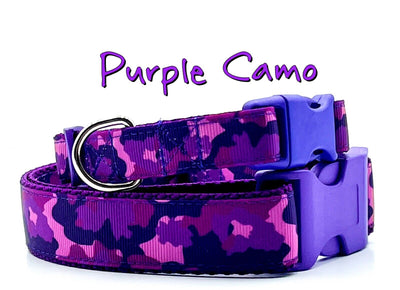 Purple Camo dog collar handmade adjustable buckle 1