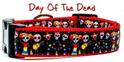 Day Of The Dead dog collar handmade adjustable buckle collar 1" wide or leash - Furrypetbeds