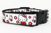 Hello Kitty dog collar Handmade adjustable buckle collar 1" wide or leash Petcollarshandmade