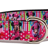 Minnie Mouse Dog collar handmade adjustable buckle collar 1" wide or leash Petcollarshandmade