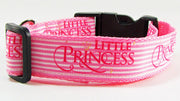 Princess Dog collar handmade adjustable buckle collar 1" wide or leash Pink
