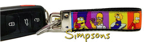 Simpson's Key Fob Wristlet Keychain 1"wide Zipper pull Camera strap handmade - Furrypetbeds