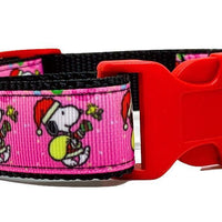 Snoopy Christmas dog collar handmade adjustable buckle collar 1" wide or leash