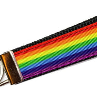 Rainbow Pride Key Fob Wristlet Keychain 1"wide Zipper pull Camera strap handmade - Furrypetbeds